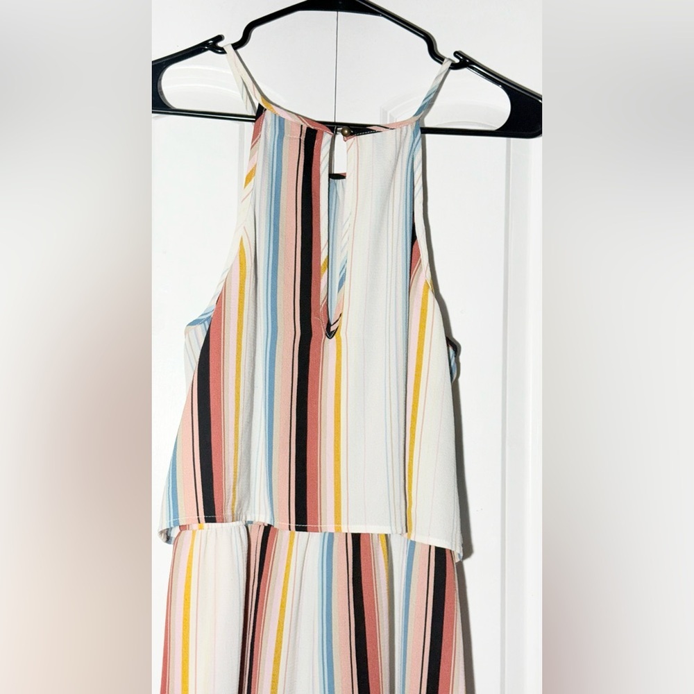 Speechless Romper Jumpsuit Size M Striped Halter Tie Front Wide Leg Boho - Picture 6 of 8